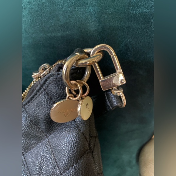 G by Guess Quilted Black Shoulder Bag with Gold Details - Picture 2 of 16